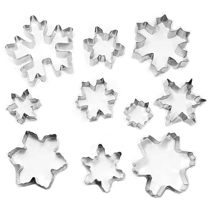 10pcs, Snowflake Cookie Cutters, Stainless Steel Pastry Cutter Set,  Christmas Biscuit Molds, Baking Tools, Kitchen Accessories, Xmas Decor