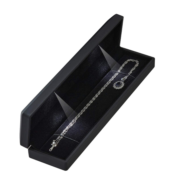 Long Chain Necklace Jewelry Box Case with LED Light, Elegant Velvet Necklace Pendant Bracelet Box for Jewelry Display Wedding
