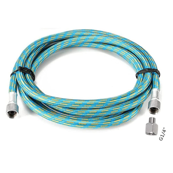 Pinkiou Airbrush Hose 6 Feet Nylon Braided Air Brush Hose with Standard 1/8 Size Fitting and A 1/4 Size Fitting for Connect Airbrush and Compressor