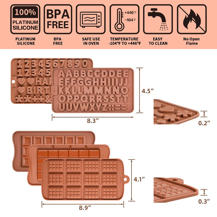 Chocolate Molds Letter and Number Silicone Candy Molds - Break Apart Chocolate Molds Candy Protein and Engery Bar Silicone Mold
