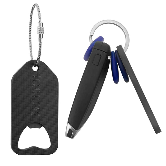 Never Rust Bottle Opener, Attachable Keychain Heavy Duty Easy To Use Outdoor, Real Carbon Fiber Beer s For Men 2 Pcs Pack Beer