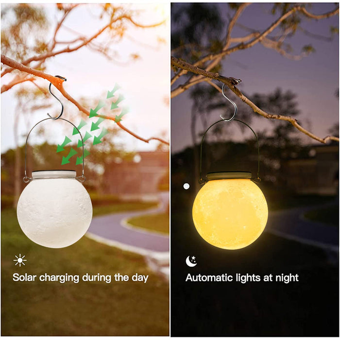 Balkwan 4 Packs 3.5 inches Solar Moon lamp Garden Decor Waterproof Outdoor Lanterns with LED Garden Solar Lights Patio Hanging Lights Christmas Decorations for Backyard Fence Pathway, Warm White