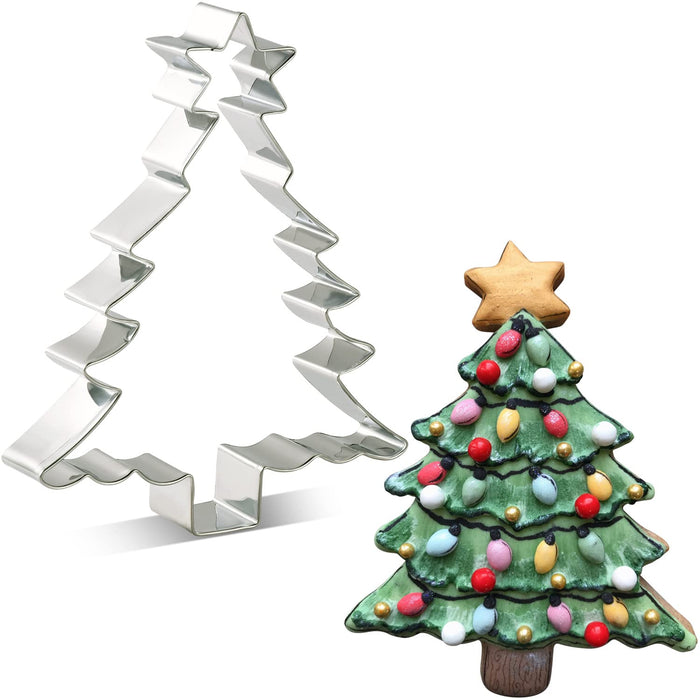 KENIAO Large Christmas Tree with Star Cookie Cutter, 5.6", Stainless Steel