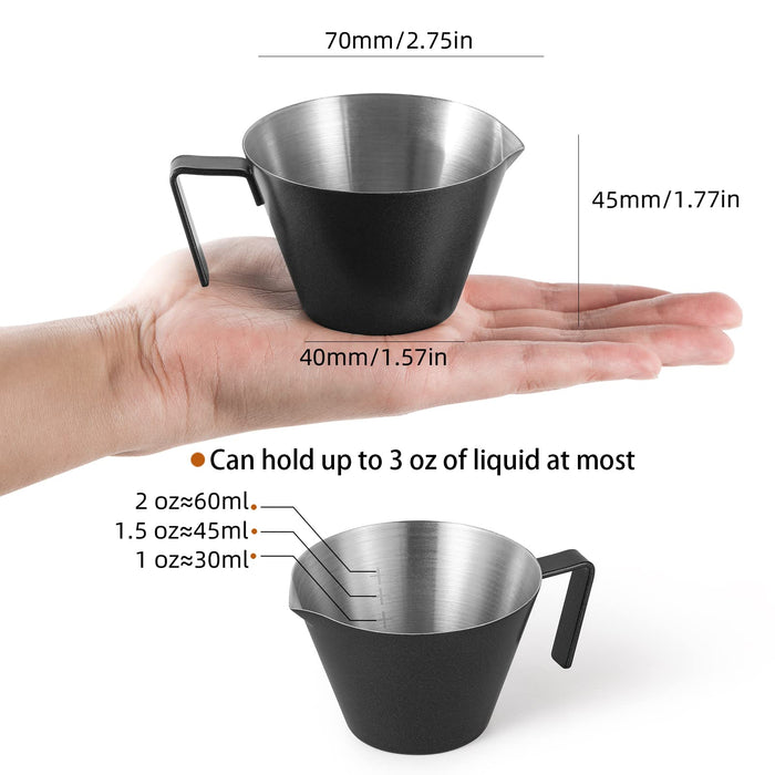 Generic Espresso Shot Glasses 3 OZ Double Spouts Measuring Cup Espresso  Accessories with Pouring Handle for Coffee Espresso Making (2 P