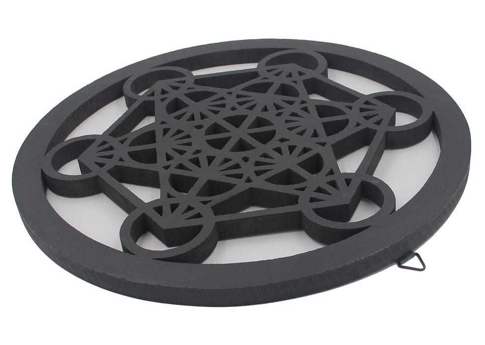 DharmaObjects Large Metatron Cube Sacred Geometry Handcrafted Wooden Wall Decor Hanging Art (Black, 15.75 Inches)