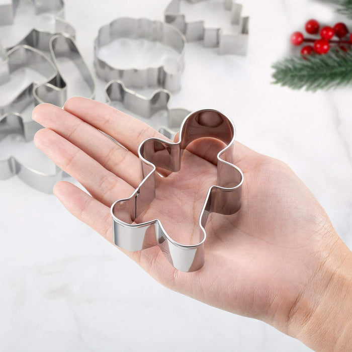 Christmas Cookie Cutters, 8Pcs Winter Holiday Cookie Cutter Set, Stainless Steel Metal Cutter with Gingerbread Men,Christmas Tree