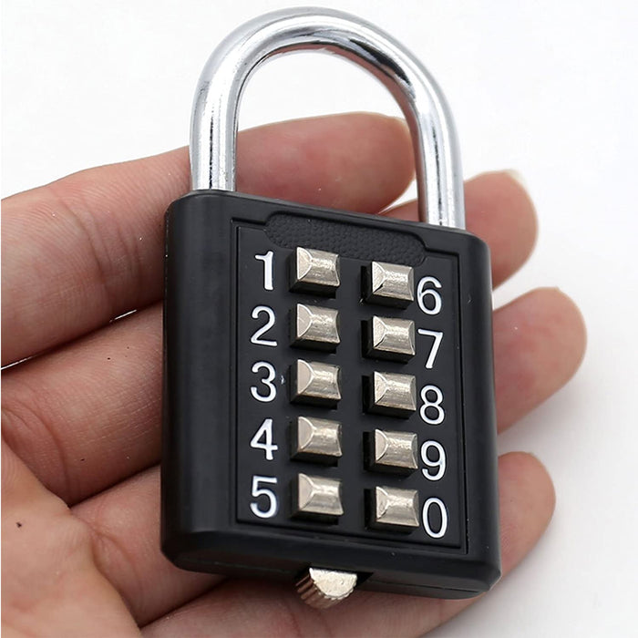 Padlock - Digits Combination Lock,Button Combination Security Padlock Digital Lock, for Gym or Sports Locker, case, Toolbox, Fence, hasp Cabinet (Black)