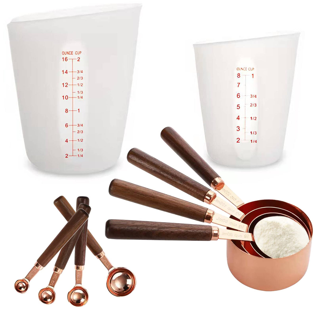 Nstezrne Measuring Cups and Spoons Set, Plastic Measuring Cup and Spoon Set  of 15, 7 Measuring Cups and 7 Measuring Spoons with Leveler, Plastic
