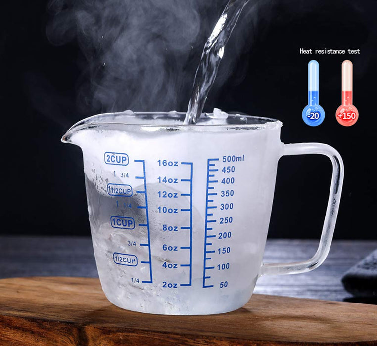 New Glass Beaker Coffee Measuring Cup Mug With Handle Spout Milk