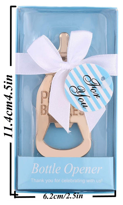 16PCS Poppin Bottle Opener Baby Shower Favor Blue Baby Birthday s for Guests Baby Party Decorations Boy Baptism Favor