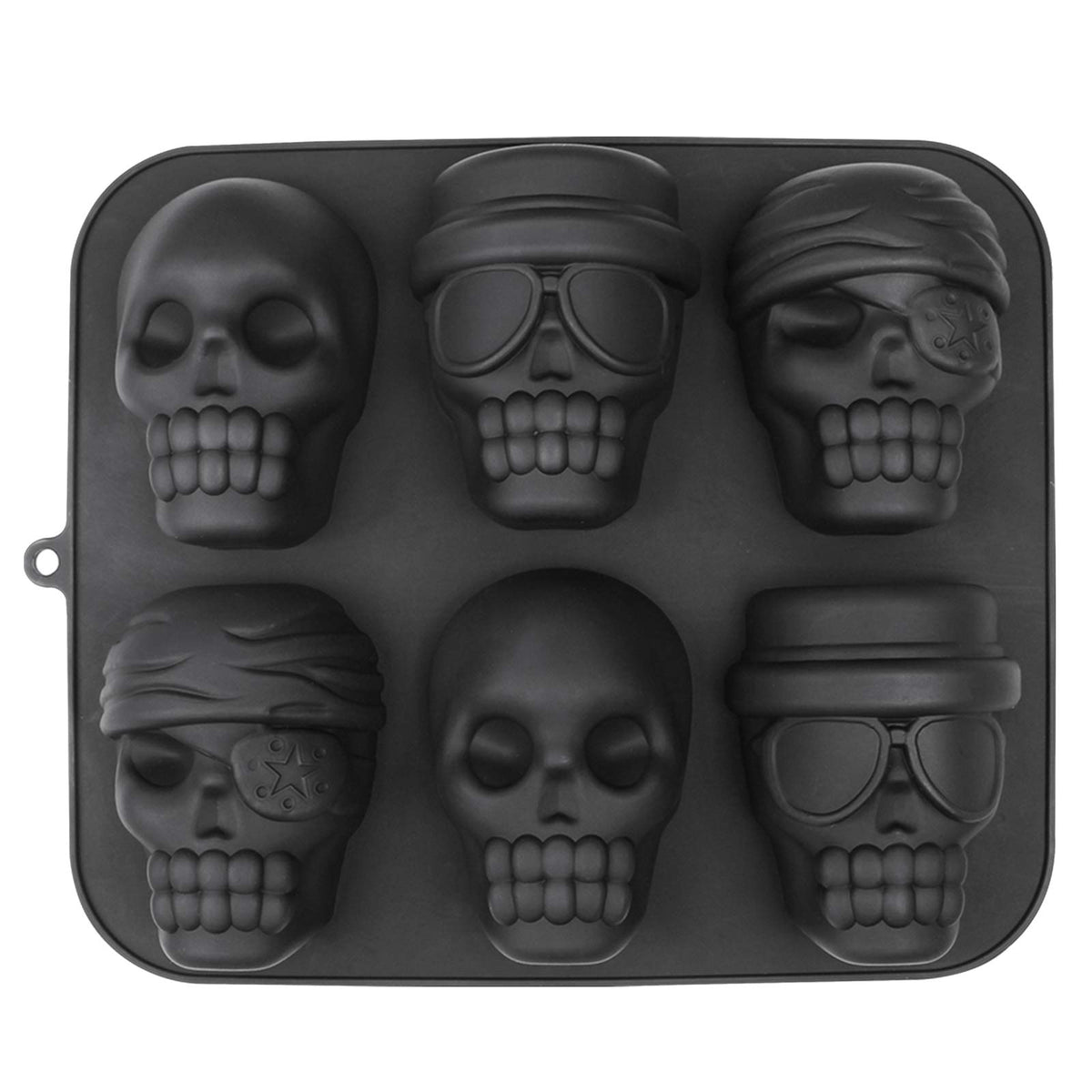 Webake Skull Ice Cube Mold, 10 Cavity Silicone Ice Mold with Lid