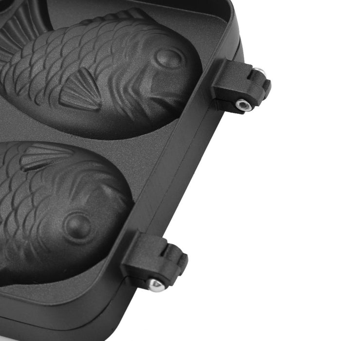 Taiyaki Japanese Fish-Shaped Pancake Double Pan, Waffle Cake Maker Pan with Heat Resistance Handle, Fish Pan Kitchen Cooking Mold Tool for Home DIY Party Dessert Attract Kids to Eat More, Black