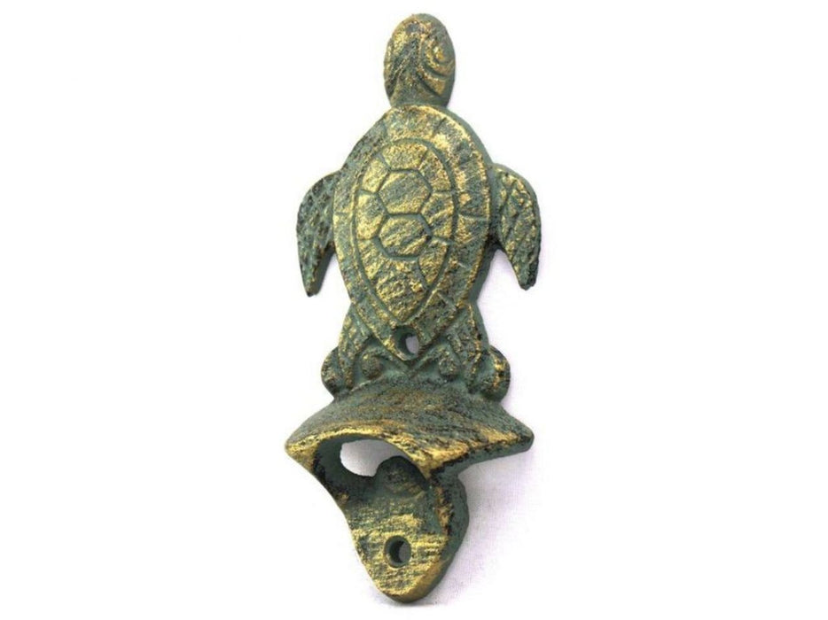 Hampton Nautical Antique Bronze Wall Mounted Turtle Bottle Opener 6"-Vintage Cast Iron Decor-Sea Life