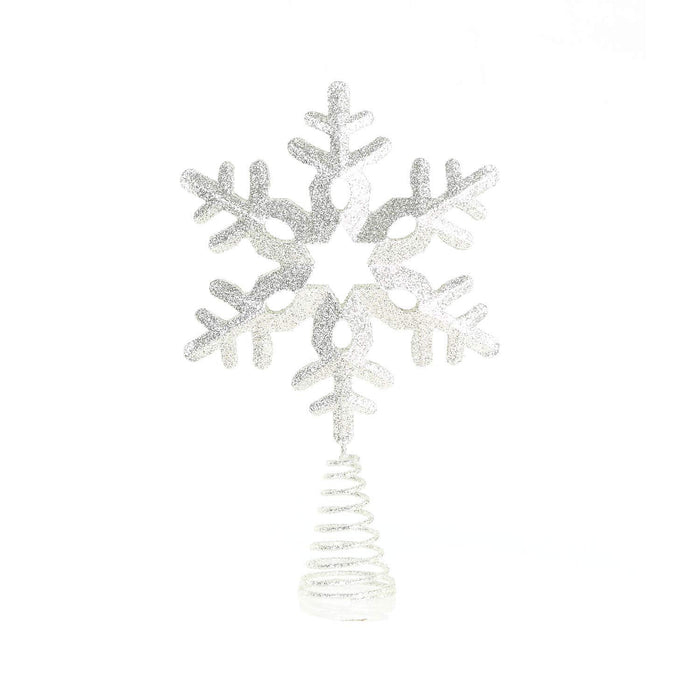Christmas Tree Topper, Glitter Snowflake Silver Metal Star Tree Topper Perfect for Any Size Christmas Tree Holiday Ornament or Home Decor，Style b