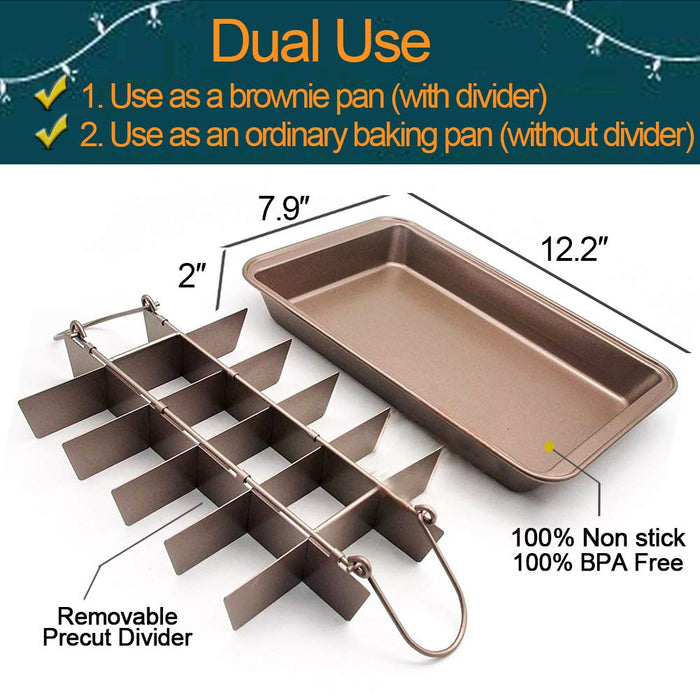 SUJUDE Brownie Pan with Dividers Baking Tray All Edges-Only - Bite