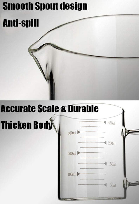 Nutrichef High Borosilicate Glass Measuring Cup with Customized Decal Scale, 500 ml