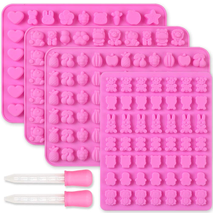 Cozihom Diverse Animal & Fruit Silicone Chocolate Candy Making Molds, Gummy Mold, Food Grade Silicone, 4 Pcs