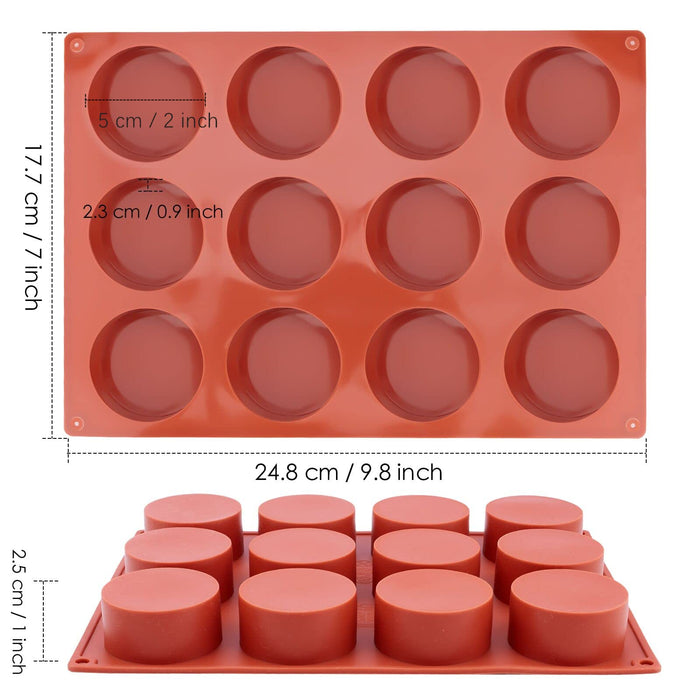 Round Silicone Molds for Chocolate, Candy, Oreo Cookie, Jello, Resin, Soap, and More - 2-Piece Set with 2 Cylinder Cookie Mold - 6 Cavity Mold, 2