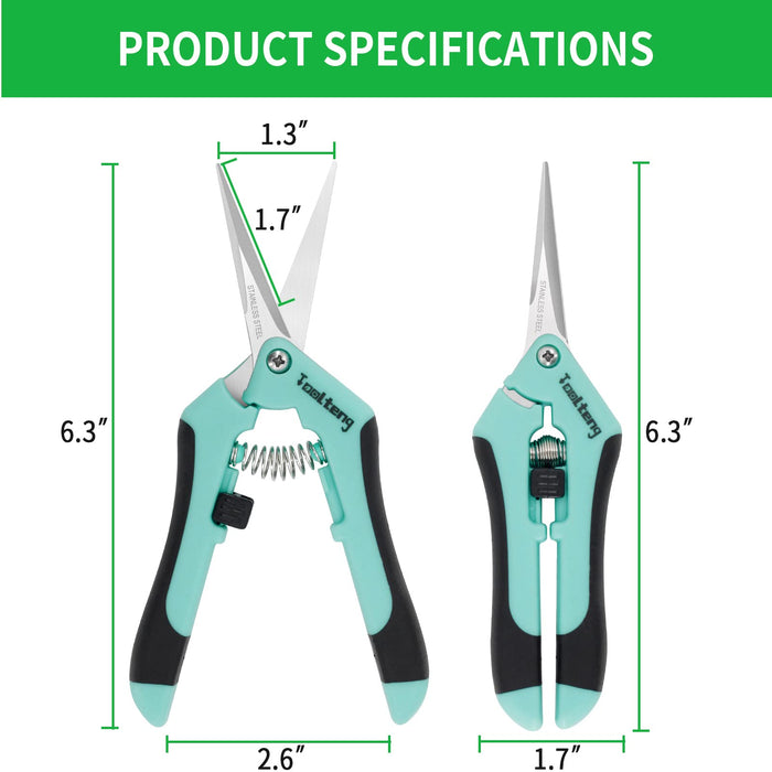 TOOLTENG 1PC Pruning Shears Trimming Scissors, Blades Gardening Hand Pruning Snips, Titanium Coated Precision Bonsai Pruning Shears, Convenient and Efficient Flower Cutters Blue
