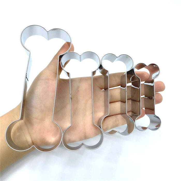 LILIAO Dog Bone Cookie Cutter Set for Homemade Dog Biscuits Treats - 4 Different Sizes - 5.1, 4.1, 3.5 and 3 inches - Stainless
