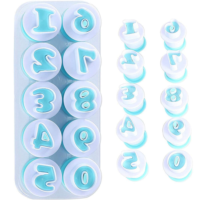 0-9 Numbers Cake Mold, Fondant Cookies Plunger Cutter Mold, DIY Chocolate Sugarcraft Stamp Impress, Numbers Cookie Cutters
