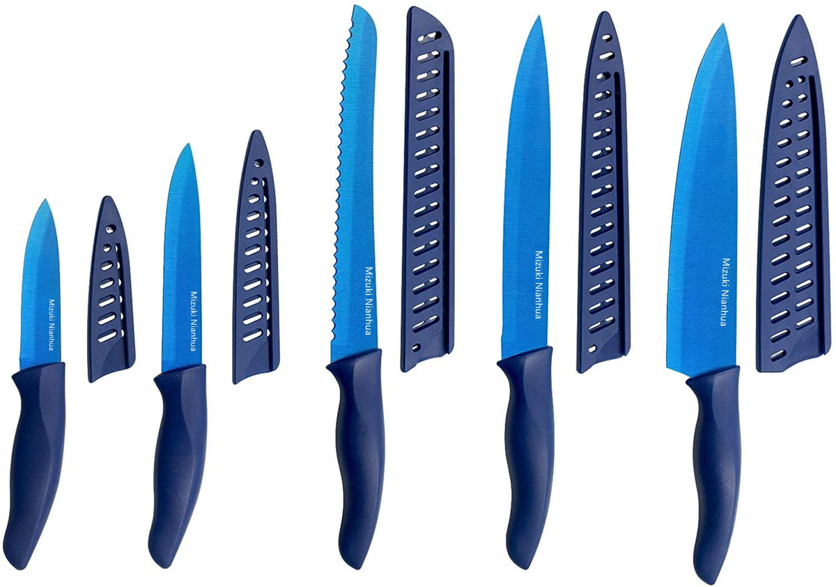 FASAKA Knives Set for Kitchen, Chef Knife Set, Kitchen Knife Sets, 6Pcs  Titanium Coated Golden High Carbon Steel Made Kitchen Knives & 6Pcs Knife