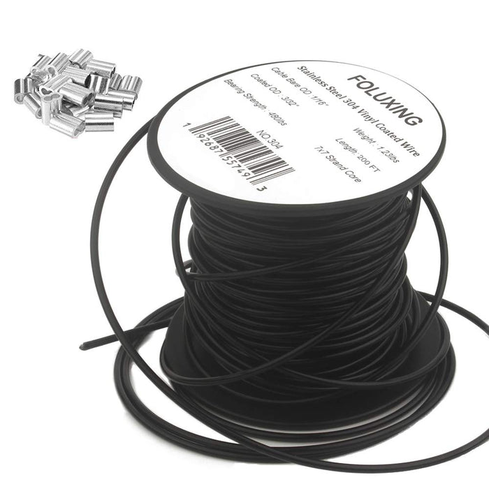 FOLUXING 200Ft Wire Rope Cable, Outdoor Light Guide Wire