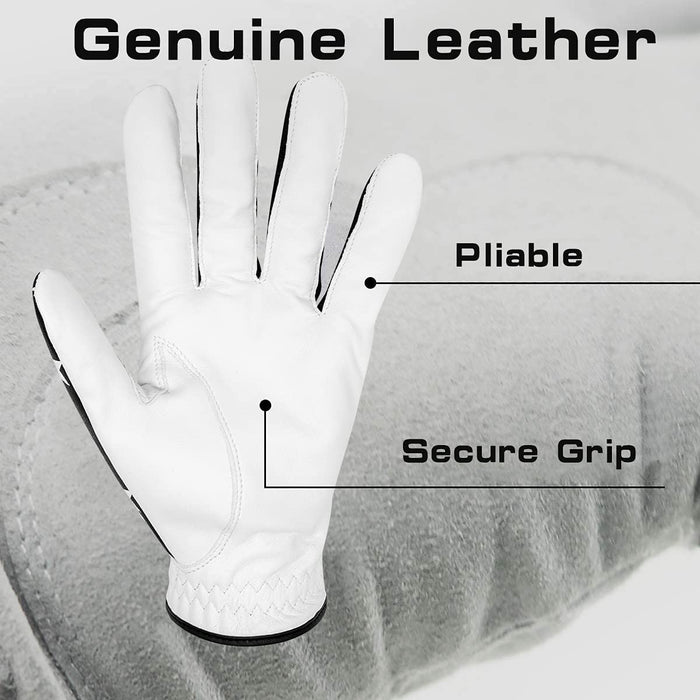 Golf Gloves – Men’s Durable Genuine Cabretta Leather Golf Gloves, Stable Grip Leather Golf Gloves Men Left Hand