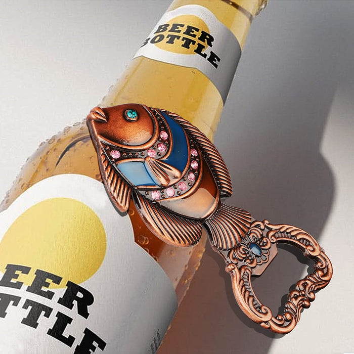 Magnetic Beer Bottle Opener Retro Fish Shaped Fridge Magnet Corkscrew Home Decoration Easy to Store, Beer Perfect s for Men Women