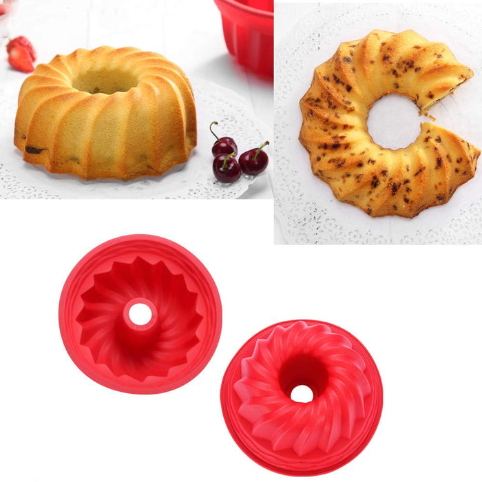 Silicone Cake Pan Non-Stick Fluted Round Baking Molds Cake Bread Pie F —  CHIMIYA