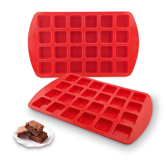SILIVO Bite-Size Silicone Brownie Pan with Dividers - 2 Pack 24-Cavity  Non-Stick Mini Silicone Molds for Brownie Bites, Keto Fat Bombs, Fudges and