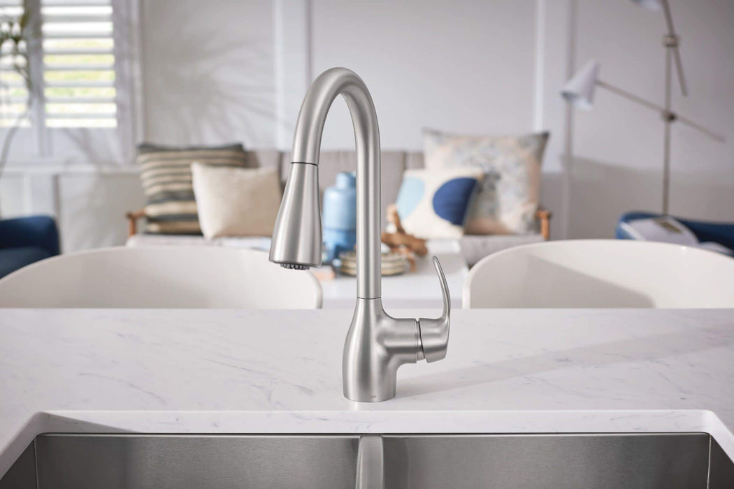 Moen CA87011SRS Single Handle Kitchen Faucet with Pullout Spray from The Kleo Collection, Spot Resist Stainless