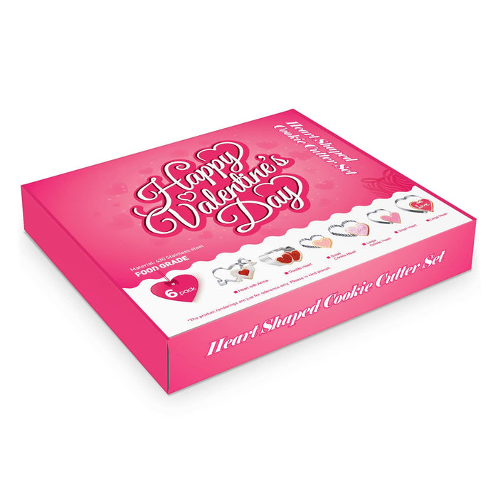 HEMOTON 6Pcs Valentine's Day Heart Cookie Cutters, Love&Wedding Cookie Cutters, Stainless Steel Valentine Bake Biscuti Cutter