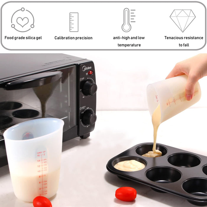 XIMUHO Silicone Measuring Cups, 3 PCS Flexible Cups for Epoxy Resin, Butter  Chocolate Melting, 2 Cup &1 Cup Reusable Squeeze and Pour Silicone Cups