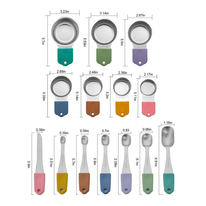 EDELIN Magnetic Measuring Cups and Spoons Set, Stainless Steel 7 cup and 6 spoon with 1 Leveler (Magnetic 14 set)