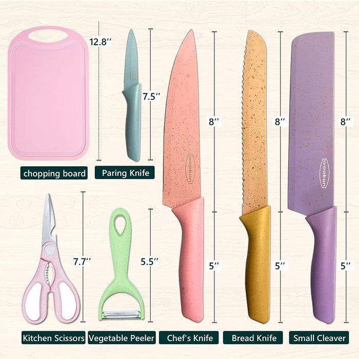 Pak Colored Kitchen Knives, Colorful Knife Set, Colored Knife Set, Cut —  CHIMIYA