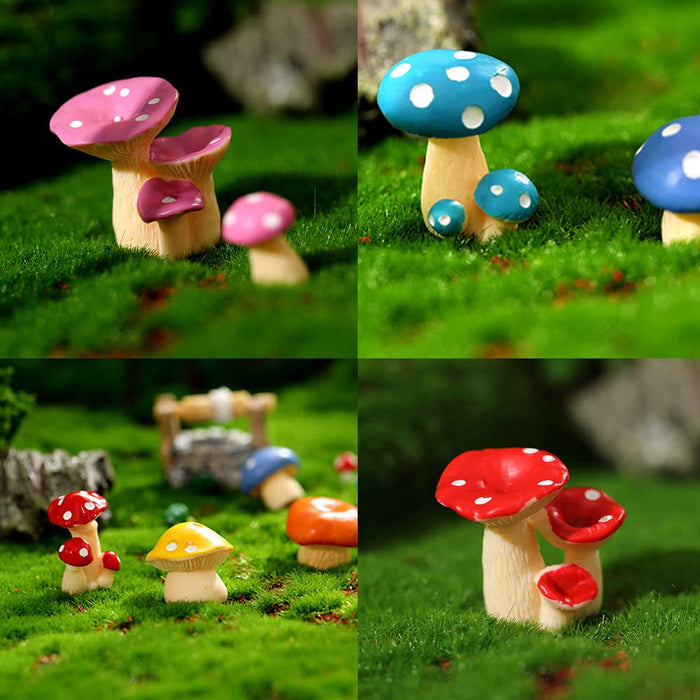 Happyyami 10pcs Simulated Mushroom Bush Cake Decorating Mini Garden  Mushrooms Miniature Fairy Figurines car Ornament car Trim Micro Landscape  Fake