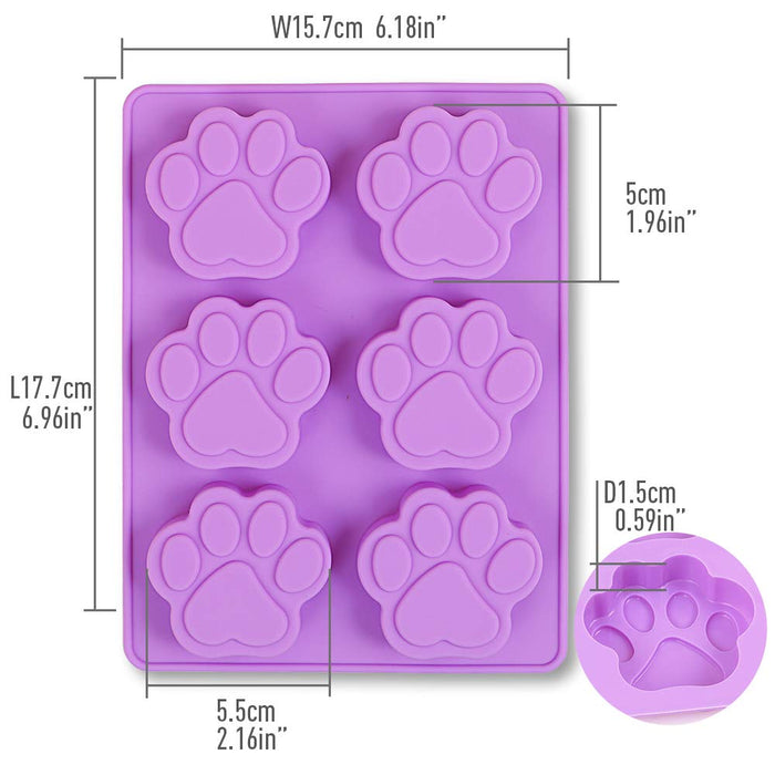 Cozihom Puppy Dog Paw Silicone Molds, Food Grade, for Chocolate, Candy, Pudding, Jelly, Dog Treats. 4 Pcs