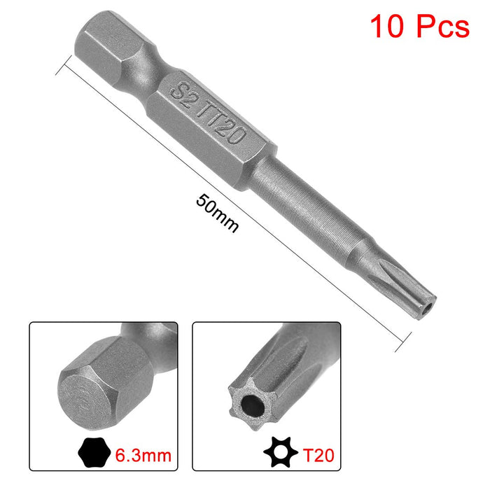 uxcell 10 Pcs T20 Magnetic Torx Screwdriver Bits, 1/4 Inch Hex Shank 2-inch Length S2 Security Tamper Proof Screw Driver Kit Tools