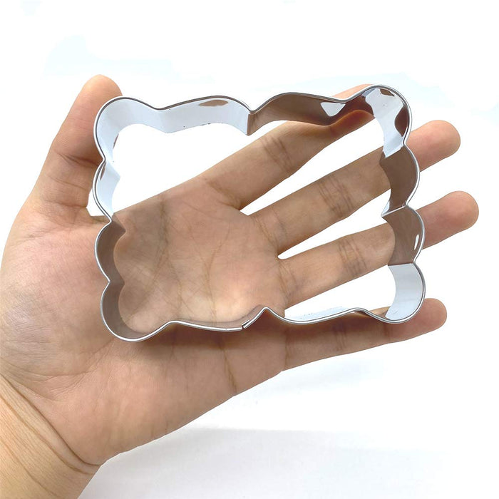 LILIAO Rectangle Plaque Cookie Cutter Frame Sandwich Fondant Biscuit Cutter - 3.9 x 2.9 inches - Stainless Steel - by Janka