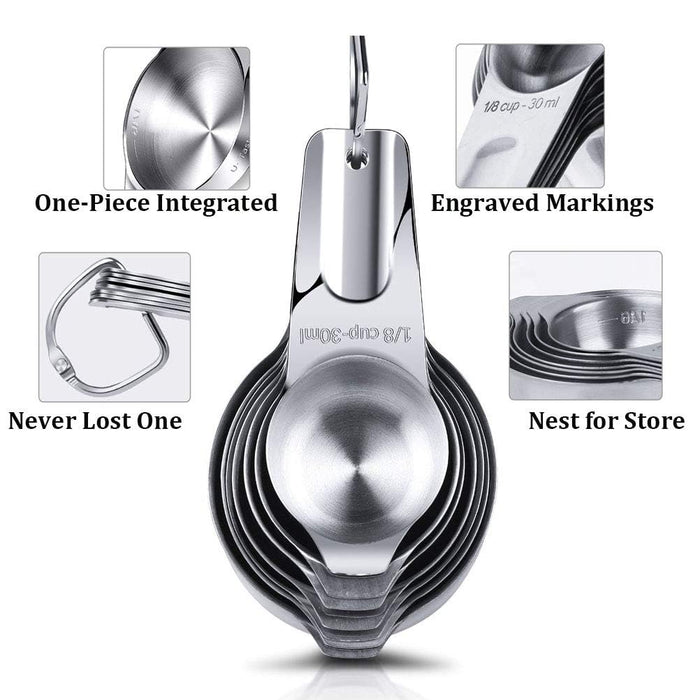 Measuring Cups Stainless Steel 7 Piece Stackable Set for Measurement Dry or  Liquid Ingredients Kitchen Gadgets Metal Measuring Cups for Cooking 