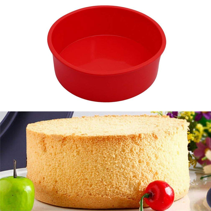 Round Silicone Cake Pan Baking Mold 6 Inches - Set of 2 - BPA-Free - Kitchen Baking Tool Red and Blue with Egg White Separator