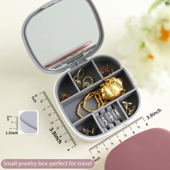 Casegrace Portable Travel Mini Jewelry Box Leather Jewellery Ring Organizer Case Storage Gift Box Girls Women, Women's, Size: One size, Pink