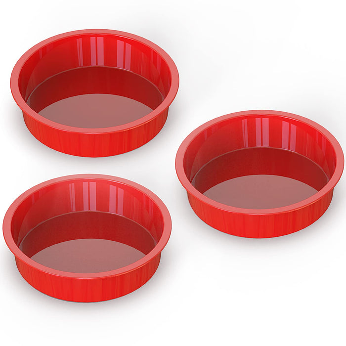 SILIVO 8 inch Round Cake Pans - Set of 3 Silicone Molds for Baking, No —  CHIMIYA