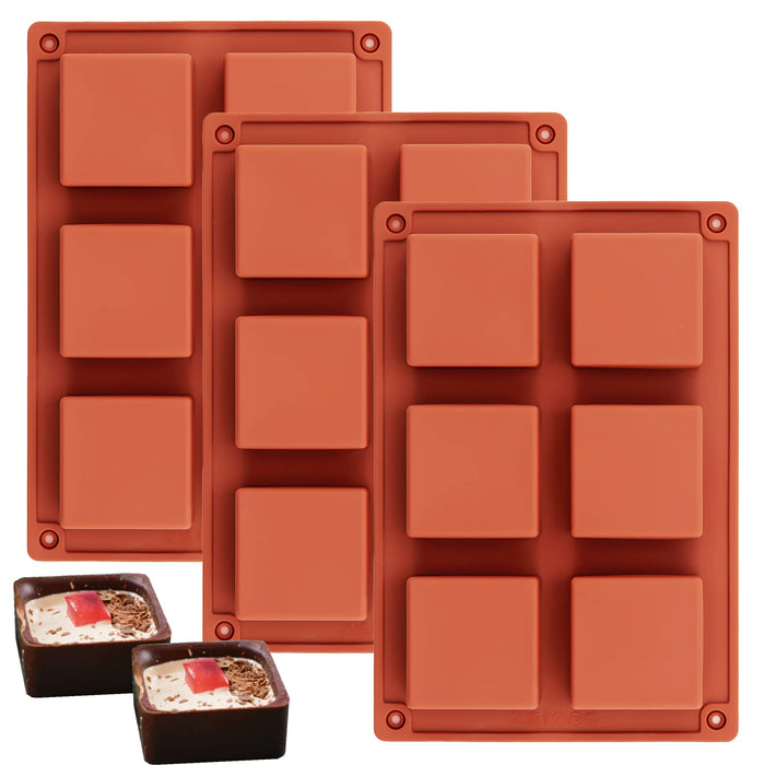 Ocmoiy 3 Pack Square Chocolate Candy Mold