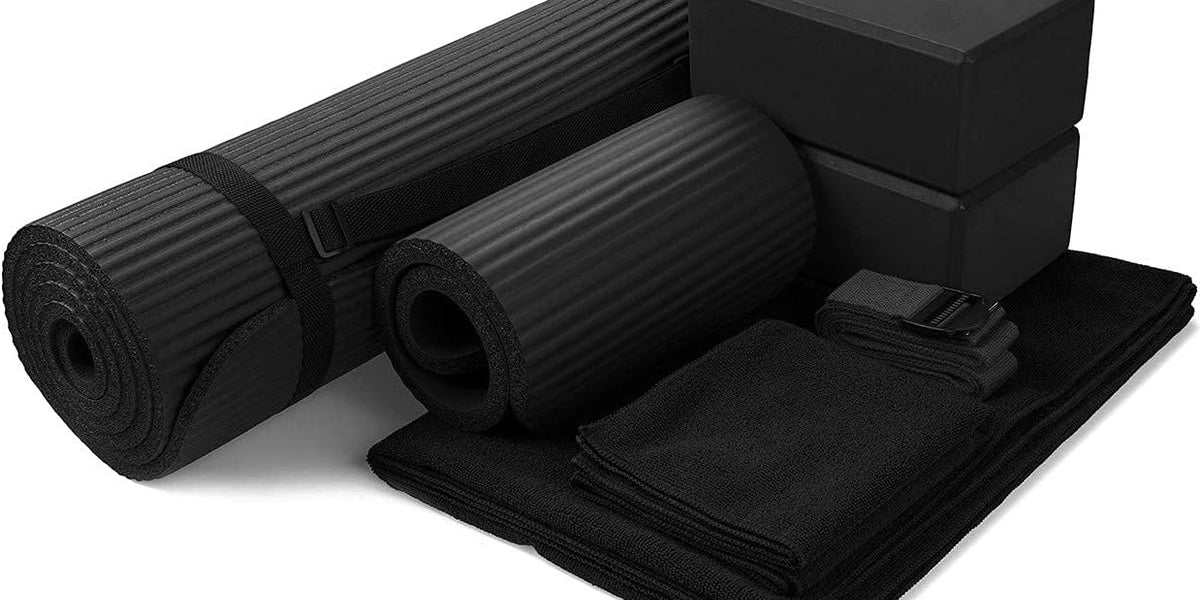 BalanceFrom 7-Piece Set - Include 1/2 Thick Yoga Mat with Carrying Strap,  2 Yoga Blocks, Yoga Mat Towel, Yoga Hand Towel, Yoga Strap and Yoga Knee  Pad 