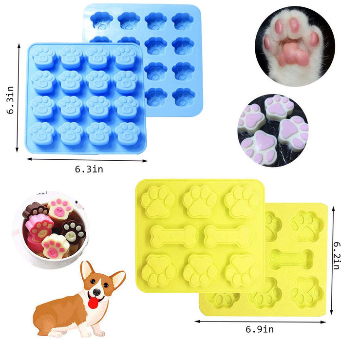 Shxmlf Dog Treat Molds, Silicone puppy Paw and Bone Mold,Stainless Steel  Dog Bone Cookie Cutters, with 100 Pcs Dog treat bags, Ice Cube Jelly