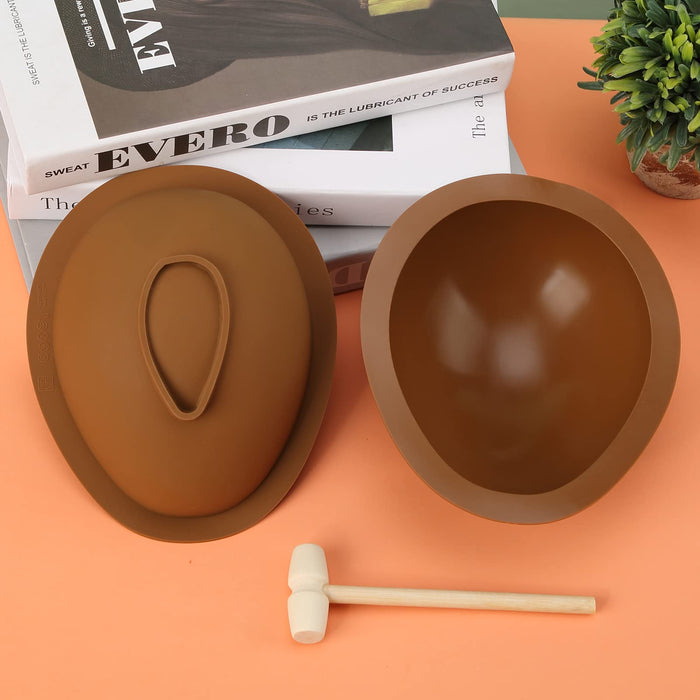 Webake Chocolate Silicone Molds, Large 3D Breakable Egg Mold Silicone  Easter Egg Chocolate Molds with 1 Hammer for Easter Eggs