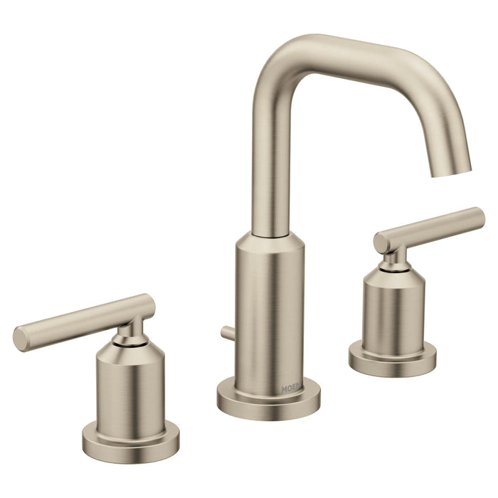 Moen Gibson Brushed Nickel Two-Handle 8-Inch Widespread High Arc Modern Bathroom Sink Faucet, Valve Required, T6142BN