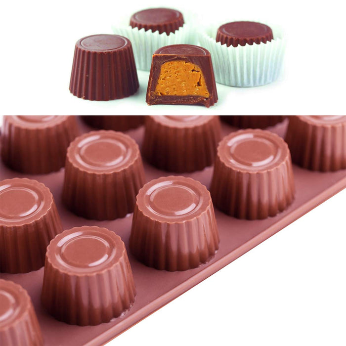 Inn Diary Silicone Chocolate Molds 2pcs Chocolate Cup Molds for Candy,Keto Fat Bombs & Mini Peanut Butter Cup